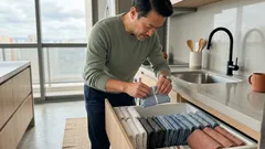 Dobra envelopada: o truque para organizar pano de prato na gaveta e ganhar espaço