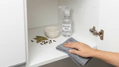 Como higienizar armário de cozinha e tirar o mau cheiro com vinagre e álcool 70%